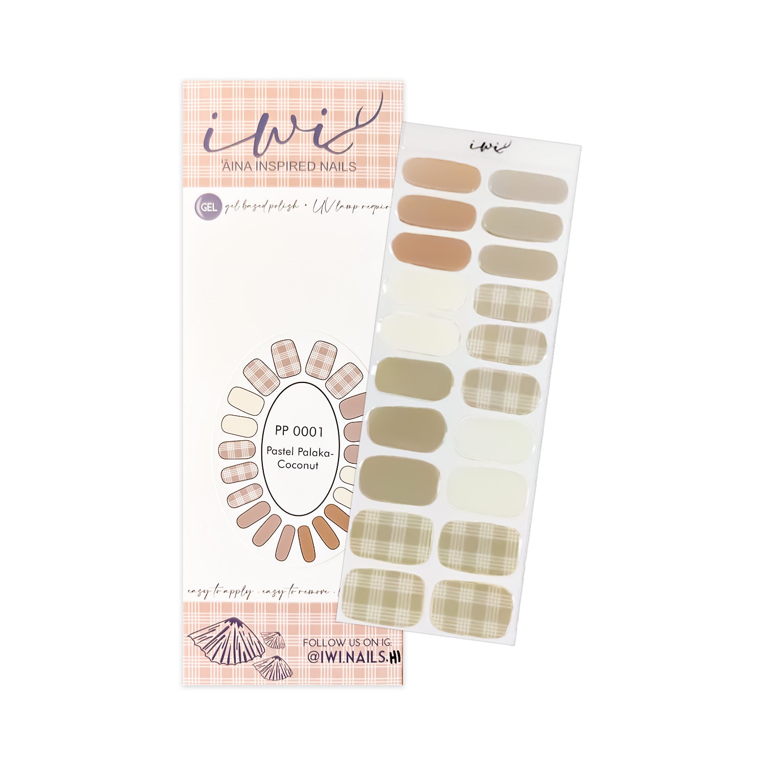 Long-Lasting Gel Nail Strips - ʻĀina Inspired Palaka Coconut Design