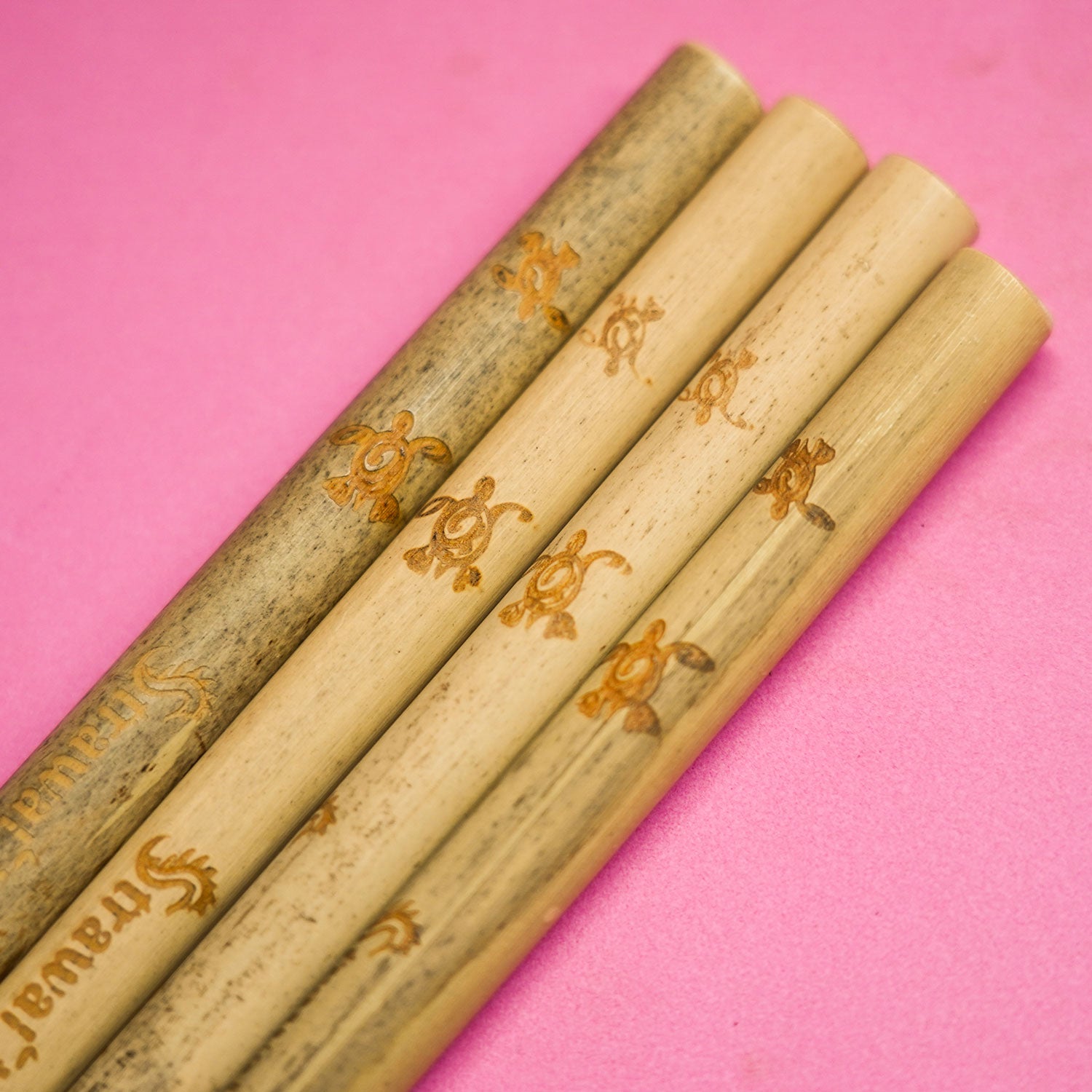 Engraved Bamboo Reusable Straw & Cleaner - Turtle