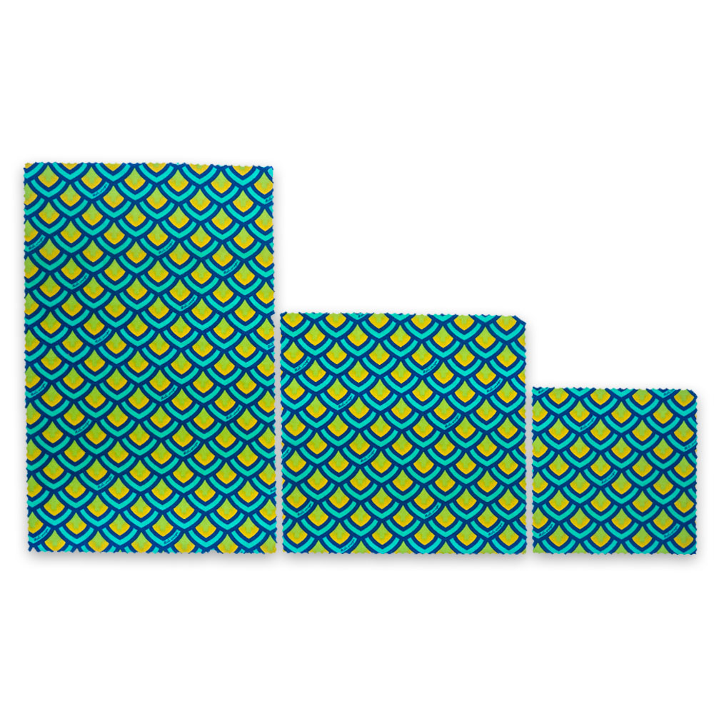 Reusable Handmade Organic Beeswax Food Wraps 3 Pack - Scales
